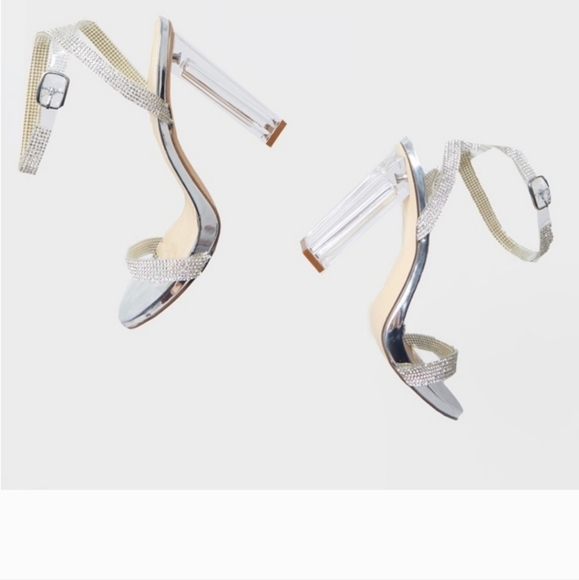 EUC Sparkly strap, clear block heels - Picture 2 of 3